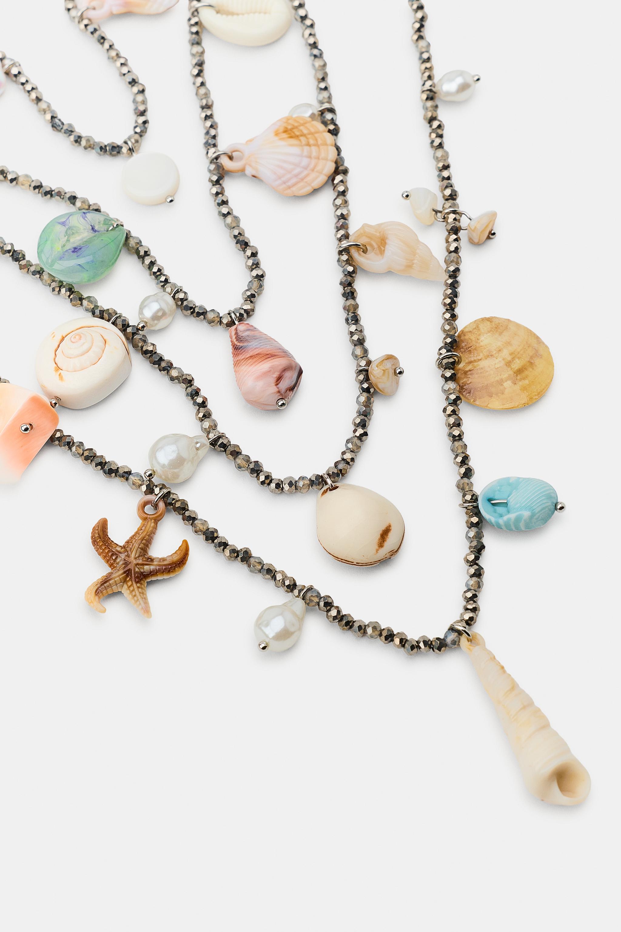 PACK OF 4 BEADED SHELL NECKLACES
